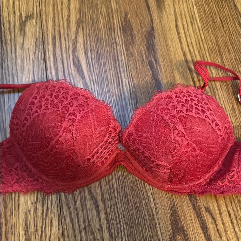 Elegant Lace Red Bra
